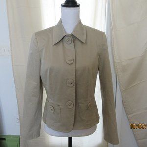 Women's Khaki Beige Blazer Jacket by Talbots Stretch, Size 6, Japan